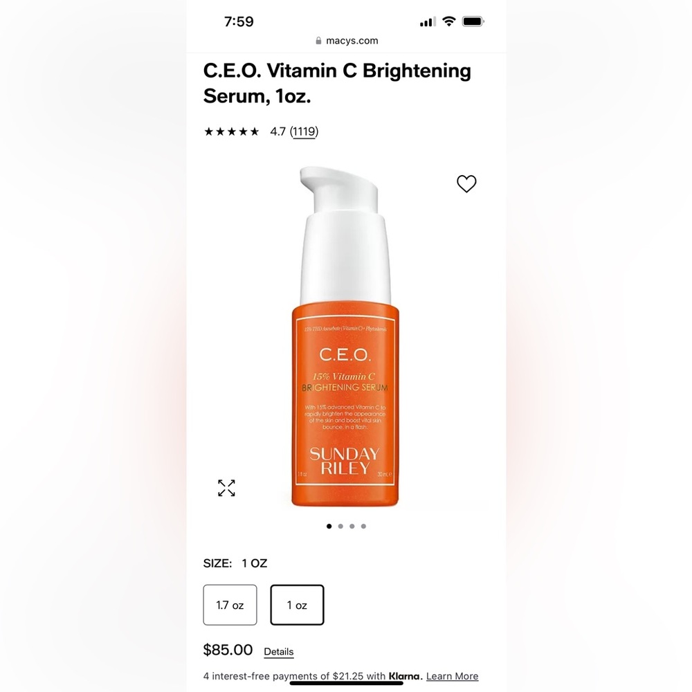 Sunday Riley Vitamin C cream.